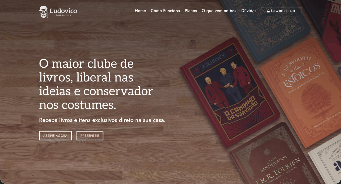 Clube de assinatura de livros Clube Ludovico desenvolvido pela SmartFlow