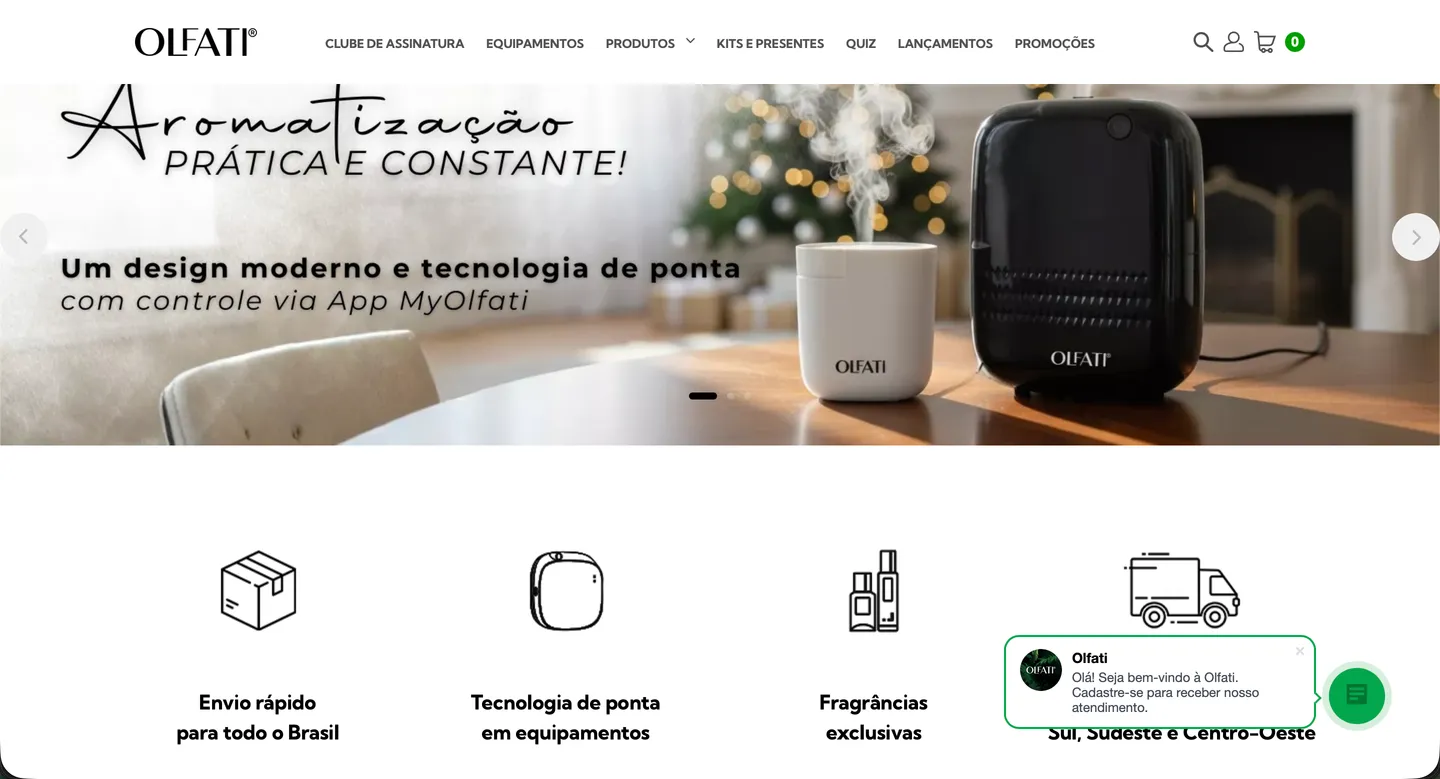 E-commerce e clube de assinatura Olfati desenvolvido pela SmartFlow